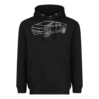 Black cybertrucks line art pocket futuristic ev truck cyber design t shirt Heavyweight Hoodie - linhVisuals