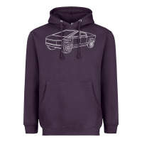 Plum cybertrucks line art pocket futuristic ev truck cyber design t shirt Heavyweight Hoodie - linhVisuals