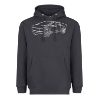 Smoke cybertrucks line art pocket futuristic ev truck cyber design t shirt Heavyweight Hoodie - linhVisuals