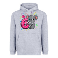 Heather Grey kids 6th birthday shirt for girls koala bear 6 years old t shirt Heavyweight Hoodie - linhVisuals