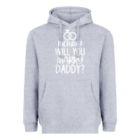 Heather Grey kids mommy will you marry my daddy funny marriage proposal t shirt Heavyweight Hoodie - linhVisuals