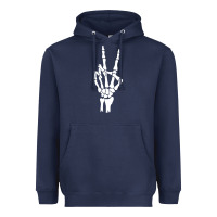 Navy skeleton peace Heavyweight Hoodie - linhVisuals