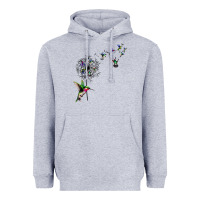 Heather Grey bird hummingbird dandelion flowers shirt for women men t shirt Heavyweight Hoodie - linhVisuals