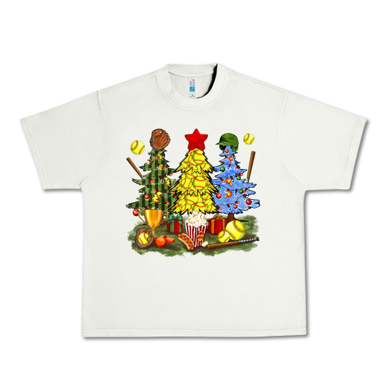 Christmas With Softball Trees Bbs Urban Heavy Tee by BundleAndBundleShop | Teevron