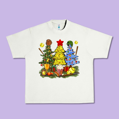 Christmas With Softball Trees Bbs Urban Heavy Tee Designed By Bundleandbundleshop