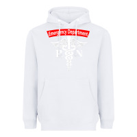 White emergency department nursing er registered nurse rn caduceus raglan ba Heavyweight Hoodie - linhVisuals