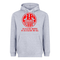 Heather Grey iww injury one is injury to all front and back red zip hoodie Heavyweight Hoodie - linhVisuals