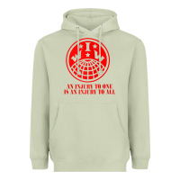Matcha iww injury one is injury to all front and back red zip hoodie Heavyweight Hoodie - linhVisuals
