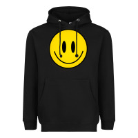 Black retro happy vibe smiley face happy face graphic sweatshirt Heavyweight Hoodie - linhVisuals
