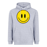 Heather Grey retro happy vibe smiley face happy face graphic sweatshirt Heavyweight Hoodie - linhVisuals