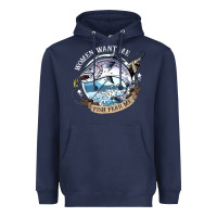Navy funny women want me, fish fishing fear t shirt Heavyweight Hoodie - linhVisuals