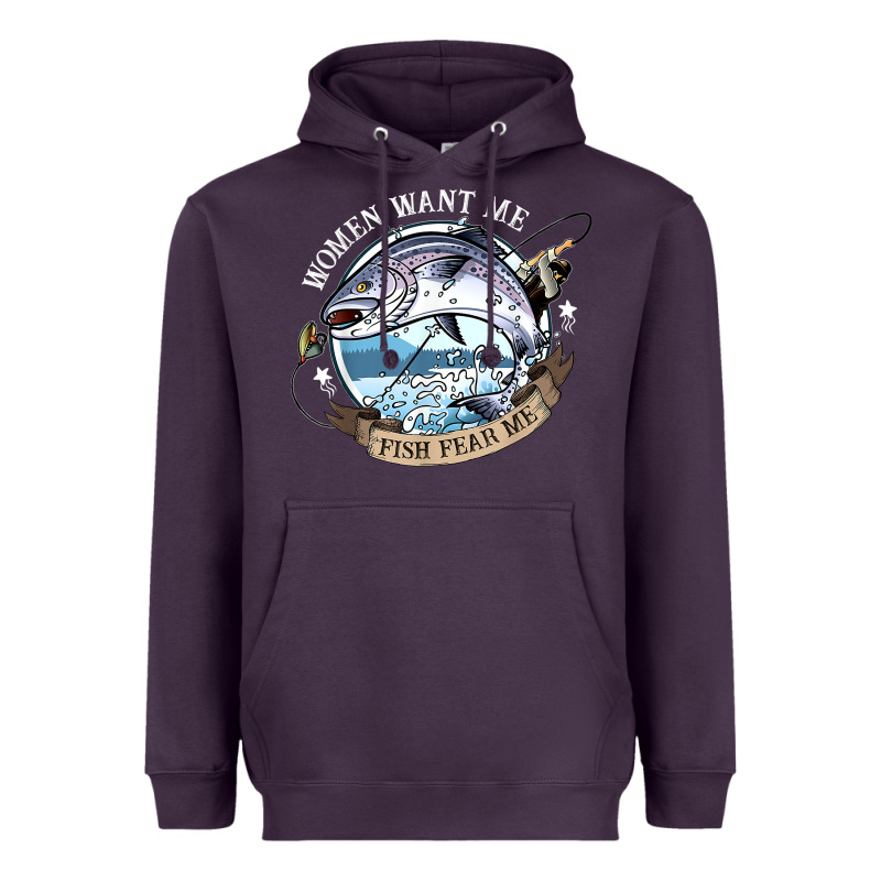 Funny Women Want Me, Fish Fishing Fear T Shirt Heavyweight Hoodie by linhVisuals | Teevron