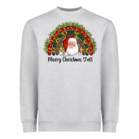 Heather Grey merry christmas y'all santa rainbow Heavyweight Sweatshirt - AdoDesignShop