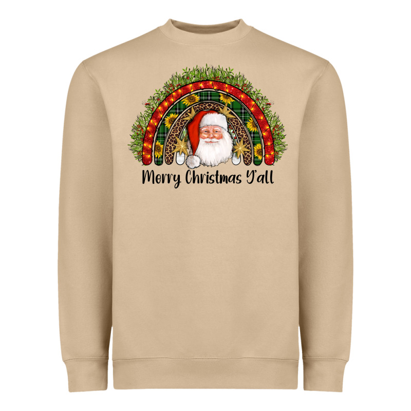 Merry Christmas Y'all Santa Rainbow Heavyweight Sweatshirt by AdoDesignShop | Teevron