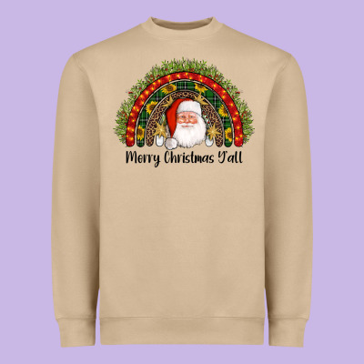 Merry Christmas Y'all Santa Rainbow Heavyweight Sweatshirt Designed By Adodesignshop