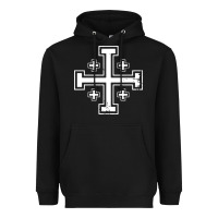 Black crusader cross of jerusalem knights templa Heavyweight Hoodie - linhVisuals