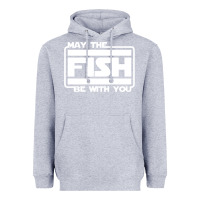 Heather Grey May The Fish Be With You Fishing3 Heavyweight Hoodie - linhVisuals