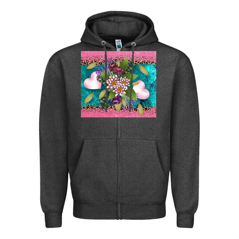 V.d Flowers And Hearts Zipper Hoodie by AdoDesignShop | Teevron