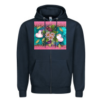 Navy v.d flowers and hearts Zipper Hoodie - AdoDesignShop