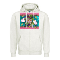 Oatmeal Heather v.d flowers and hearts Zipper Hoodie - AdoDesignShop