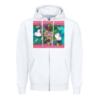 White v.d flowers and hearts Zipper Hoodie - AdoDesignShop