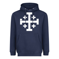 Navy crusader cross of jerusalem Heavyweight Hoodie - linhVisuals
