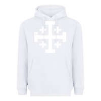 White crusader cross of jerusalem Heavyweight Hoodie - linhVisuals