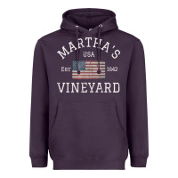 Plum martha's vineyard massachusetts american flag usa vintage pullover hoo Heavyweight Hoodie - linhVisuals