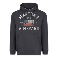 Martha's Vineyard Massachusetts American Flag Usa Vintage Pullover Hoo Heavyweight Hoodie | Teevron