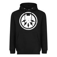 Black distressed midi plug synthesizer Heavyweight Hoodie - linhVisuals