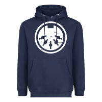 Navy distressed midi plug synthesizer Heavyweight Hoodie - linhVisuals