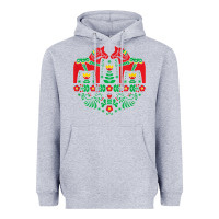 Heather Grey swedish dala horse folk art t shirt Heavyweight Hoodie - linhVisuals