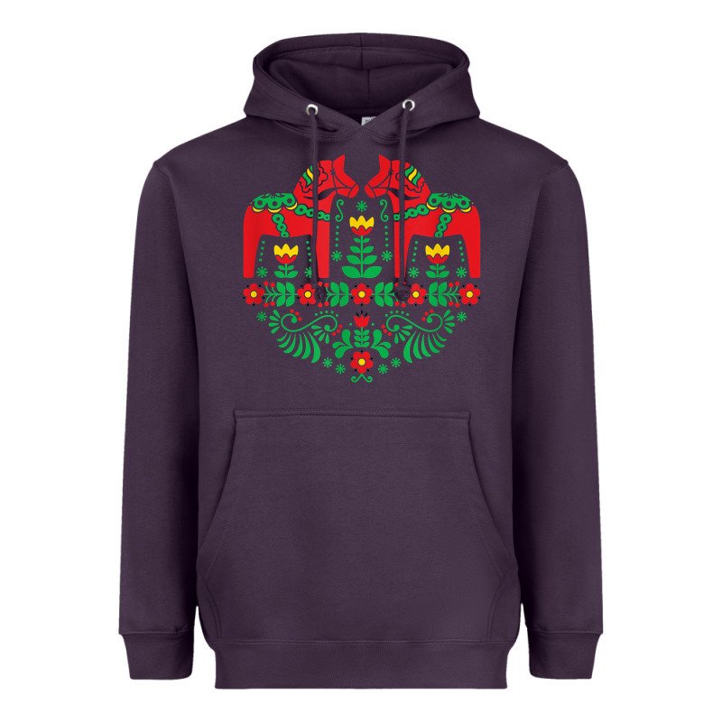 Swedish Dala Horse Folk Art T Shirt Heavyweight Hoodie by linhVisuals | Teevron