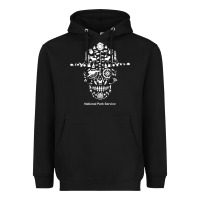 Black national park service, skull animals hiking camping eliments t shirt Heavyweight Hoodie - linhVisuals