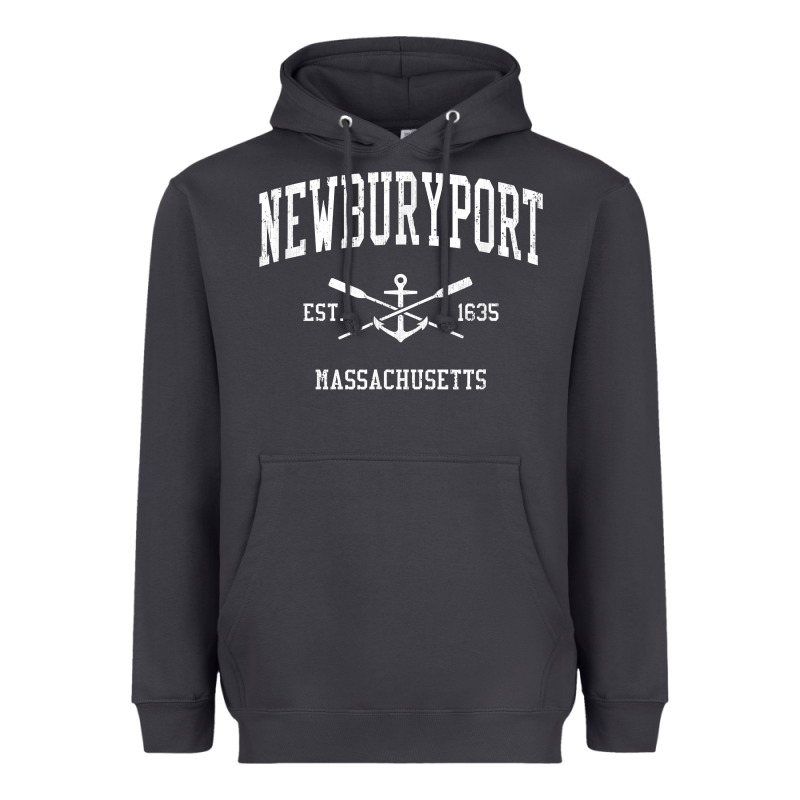Newburyport Ma Vintage Crossed Oars & Boat Anchor Sports T Shirt Heavyweight Hoodie by linhVisuals | Teevron