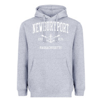 Heather Grey newburyport ma vintage crossed oars & boat anchor sports t shirt Heavyweight Hoodie - linhVisuals