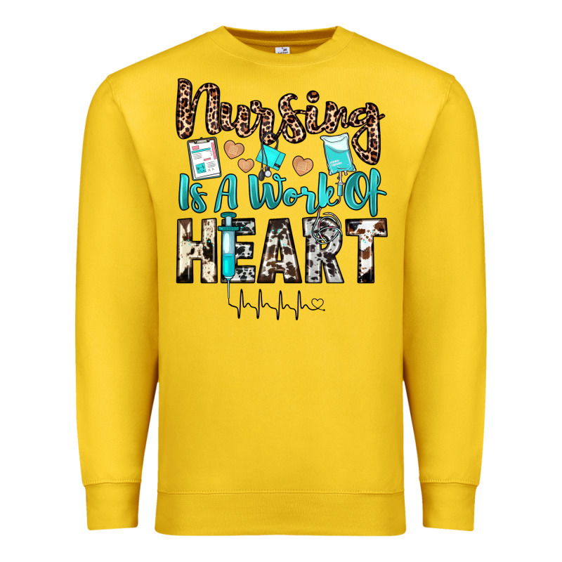 Nursing Is A Work Of Heart Premium Sweatshirt by JahusDesignShop | Teevron