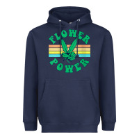 Navy womens flower power 420 thc pot weed medical marijuana funny weed v ne Heavyweight Hoodie - linhVisuals