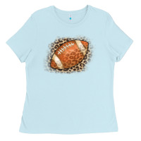 Baby Blue American Football Leopard Ladies Tee - CowCowDesign