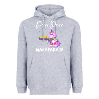 Heather Grey womens pew madafakas funny fantasy unicorn with rainbow gun   white v Heavyweight Hoodie - linhVisuals