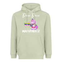 Matcha womens pew madafakas funny fantasy unicorn with rainbow gun   white v Heavyweight Hoodie - linhVisuals