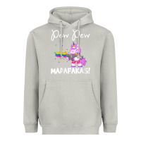 Moon Dust womens pew madafakas funny fantasy unicorn with rainbow gun   white v Heavyweight Hoodie - linhVisuals