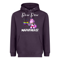Plum womens pew madafakas funny fantasy unicorn with rainbow gun   white v Heavyweight Hoodie - linhVisuals
