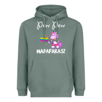 Sage womens pew madafakas funny fantasy unicorn with rainbow gun   white v Heavyweight Hoodie - linhVisuals