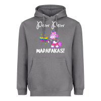 Storm womens pew madafakas funny fantasy unicorn with rainbow gun   white v Heavyweight Hoodie - linhVisuals