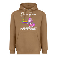 Toasted Coconut womens pew madafakas funny fantasy unicorn with rainbow gun   white v Heavyweight Hoodie - linhVisuals