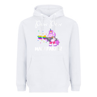 White womens pew madafakas funny fantasy unicorn with rainbow gun   white v Heavyweight Hoodie - linhVisuals
