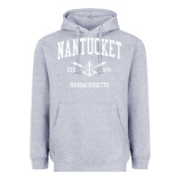 Heather Grey nantucket ma vintage crossed oars & boat anchor sports pullover hoodie Heavyweight Hoodie - linhVisuals