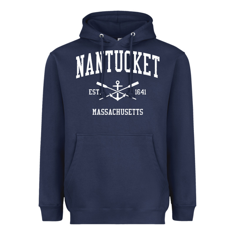 Nantucket Ma Vintage Crossed Oars & Boat Anchor Sports Pullover Hoodie Heavyweight Hoodie by linhVisuals | Teevron