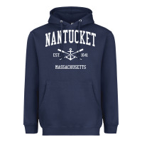 Navy nantucket ma vintage crossed oars & boat anchor sports pullover hoodie Heavyweight Hoodie - linhVisuals